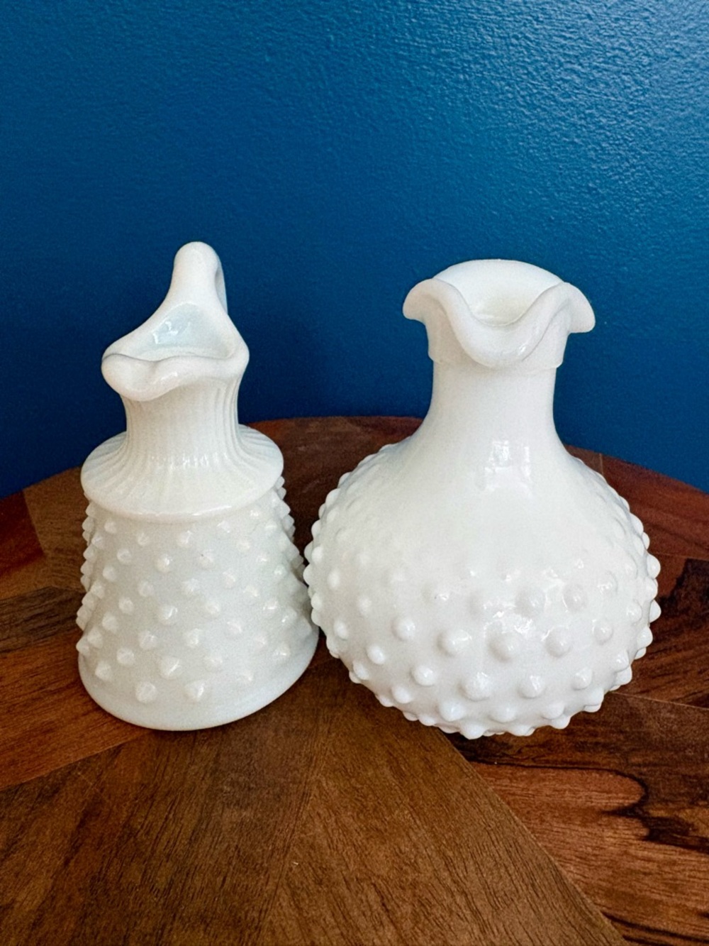 Vintage White Hobnail Milk Glass Miniature Pitchers Lot